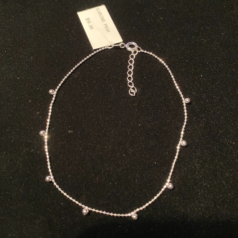 Aqua Bead Charm Ball-Chain Ankle Bracelet